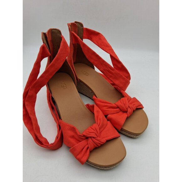 UGG Yarrow Sz 7 Orange Wedge Heel Open Sandal Casual Straps Open Toe Zipper EUC - Picture 10 of 16